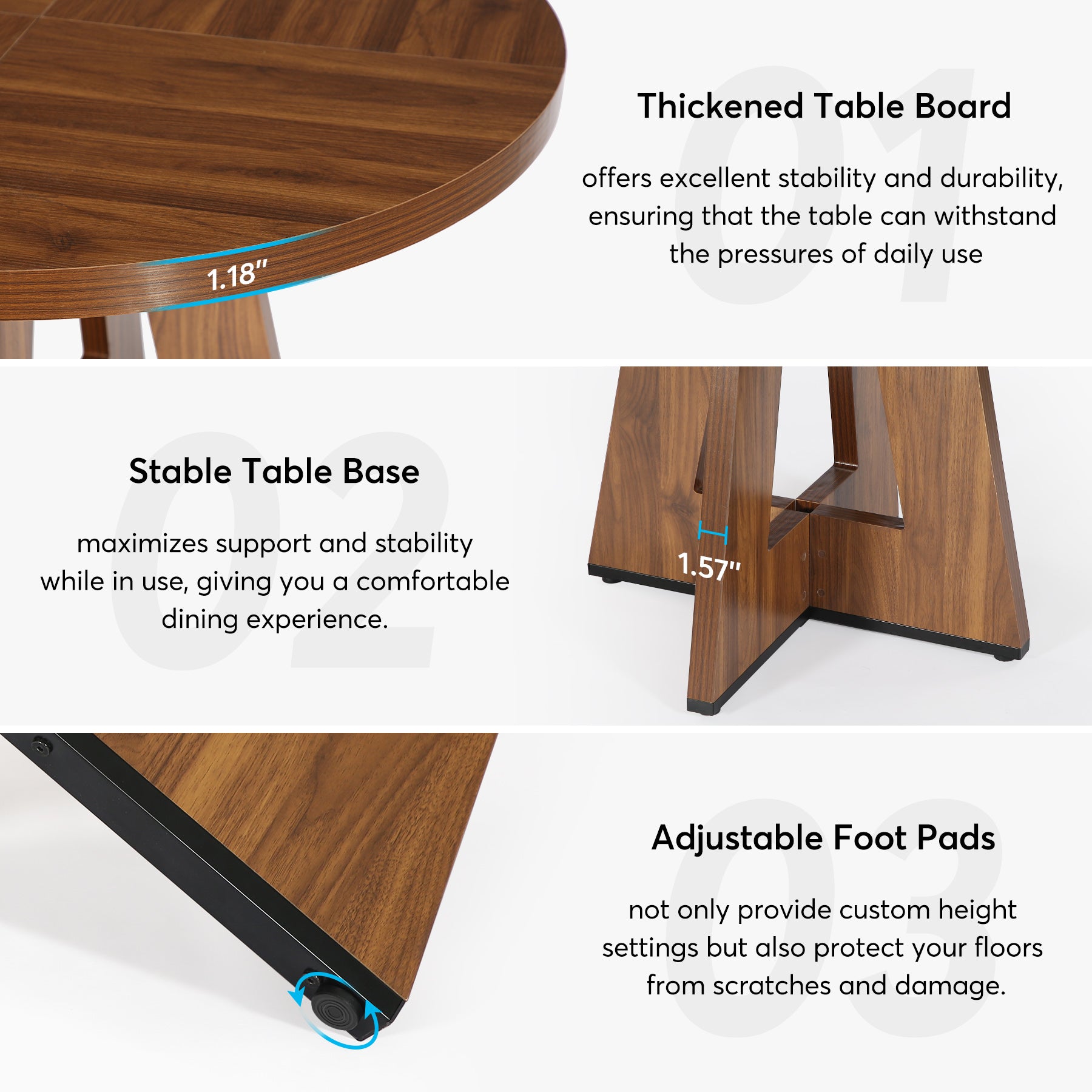 47" Round Dining Table for 4